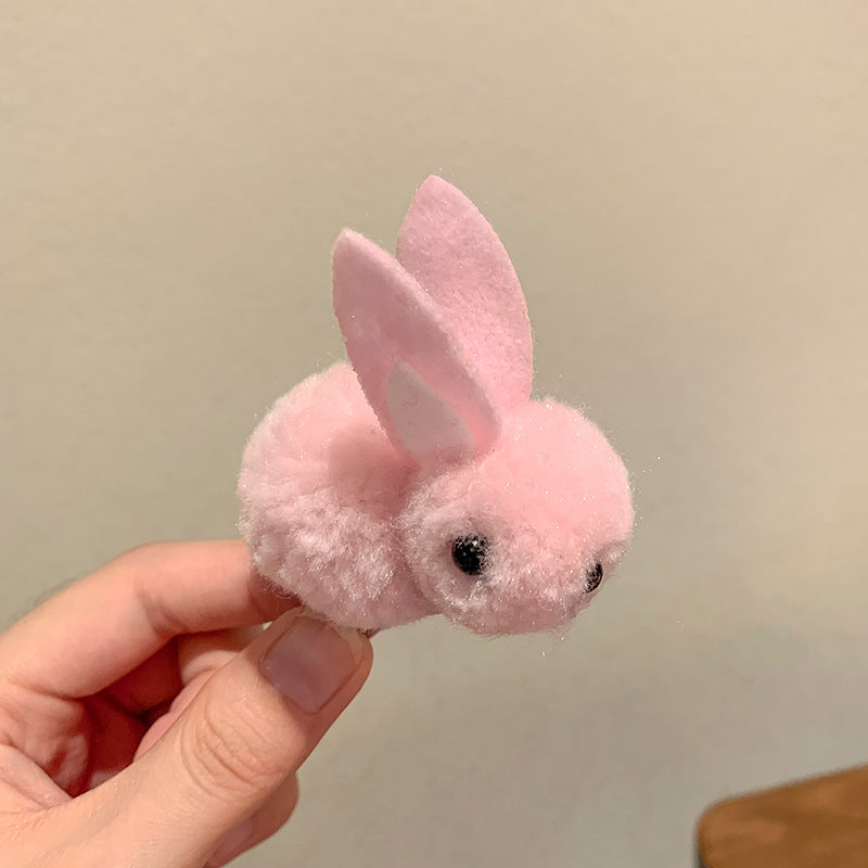 Soft Hair Barrettes for Kids with Bunny Wool Silhouette