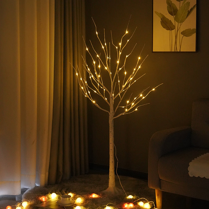 Plastic LED Christmas Scene Lights Birch Silhouette with 120 Cm Length and 64 LEDs and Bendable Design and 4.5V Power