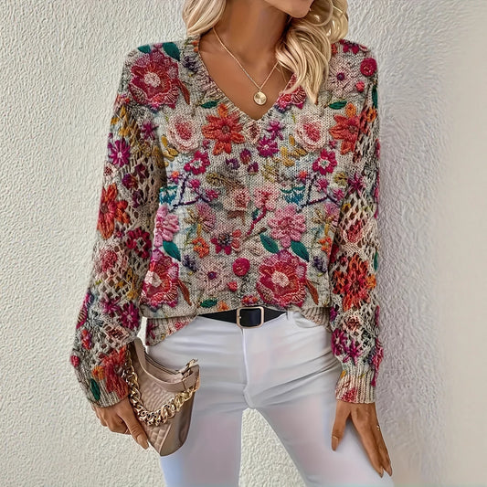 Textured Knit Long Sleeve Pullover For Spring And Autumn Regular Fit