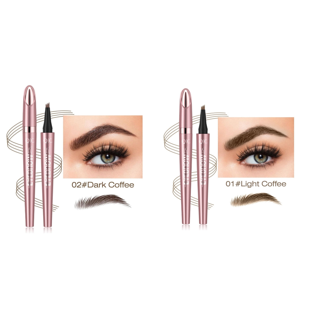 Waterproof Eyebrow Pencil with Four Fork Tip for Precise Natural Brow Shape and Long Wear