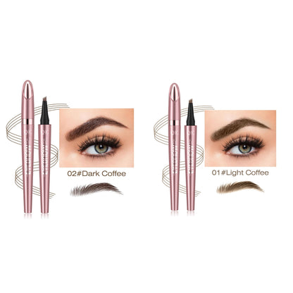 Waterproof Eyebrow Pencil with Four Fork Tip for Precise Natural Brow Shape and Long Wear