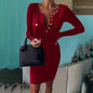 Women's Elegant Fitted Long Sleeve Dress - Fashionable Bodycon Dress