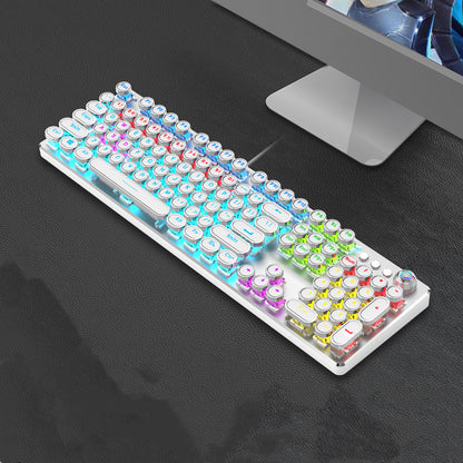 Retro Keyboard and Mouse Set with Metal Frame LED Backlit Wired USB 3