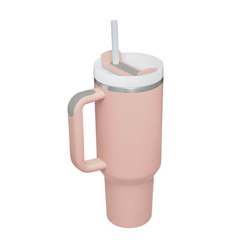 40 Oz Insulated Tumbler With Handle Straw Stainless Steel Vacuum Insulated Stainless Steel 40 Oz Tumbler With Lid For Coffee Tea Lovers - merch gone viral.