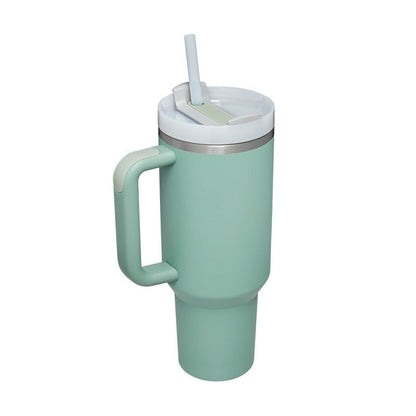 40 Oz Insulated Tumbler With Handle Straw Stainless Steel Vacuum Insulated Stainless Steel 40 Oz Tumbler With Lid For Coffee Tea Lovers - merch gone viral.