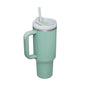 40 Oz Insulated Tumbler With Handle Straw Stainless Steel Vacuum Insulated Stainless Steel 40 Oz Tumbler With Lid For Coffee Tea Lovers - merch gone viral.