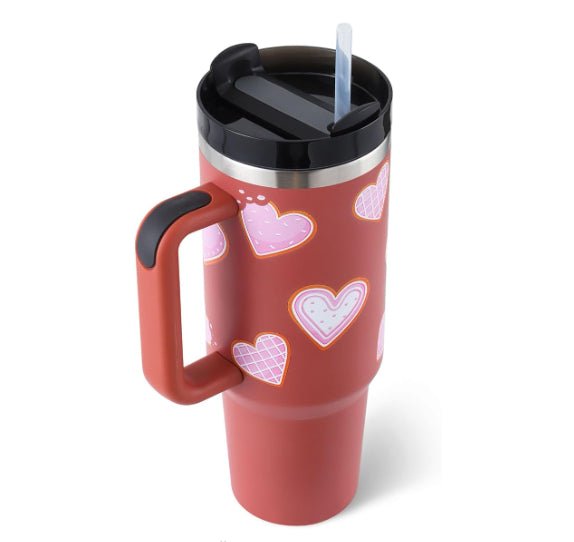 40 Oz Insulated Tumbler With Handle Straw Stainless Steel Vacuum Insulated Stainless Steel 40 Oz Tumbler With Lid For Coffee Tea Lovers - merch gone viral.