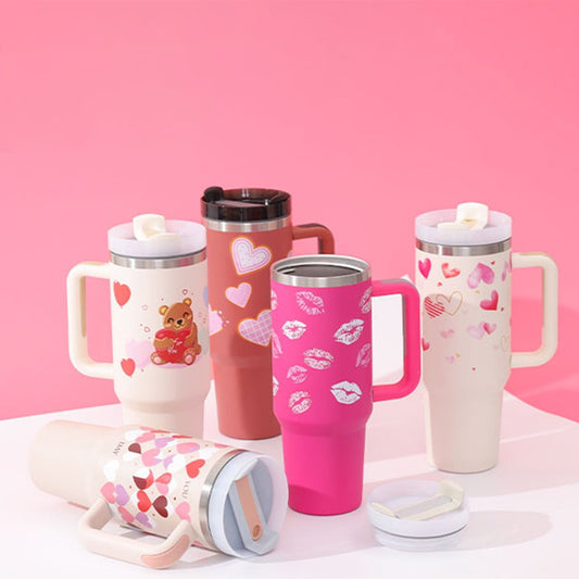 40 Oz Insulated Tumbler With Handle Straw Stainless Steel Vacuum Insulated Stainless Steel 40 Oz Tumbler With Lid For Coffee Tea Lovers - merch gone viral.