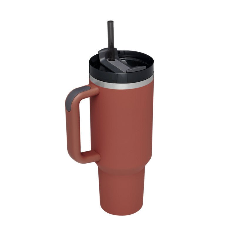 40 Oz Insulated Tumbler With Handle Straw Stainless Steel Vacuum Insulated Stainless Steel 40 Oz Tumbler With Lid For Coffee Tea Lovers - merch gone viral.