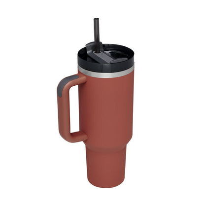 40 Oz Insulated Tumbler With Handle Straw Stainless Steel Vacuum Insulated Stainless Steel 40 Oz Tumbler With Lid For Coffee Tea Lovers - merch gone viral.