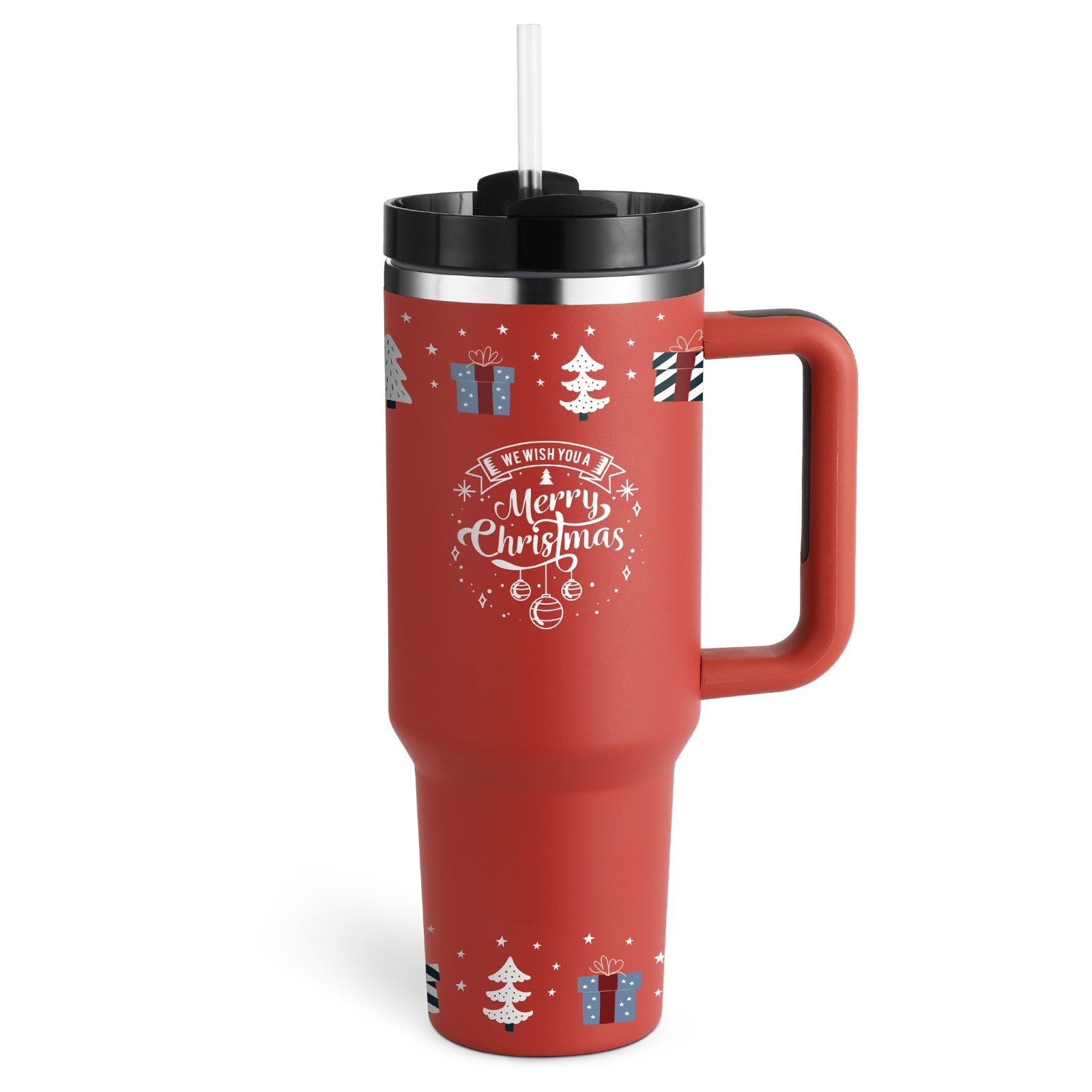 40 Oz Insulated Tumbler With Handle Straw Stainless Steel Vacuum Insulated Stainless Steel 40 Oz Tumbler With Lid For Coffee Tea Lovers - merch gone viral.