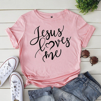Soft Tee with Silk Cashmere Letter Print O-Neck for Women Comfort Fit