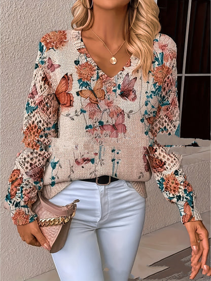 Textured Knit Long Sleeve Pullover For Spring And Autumn Regular Fit