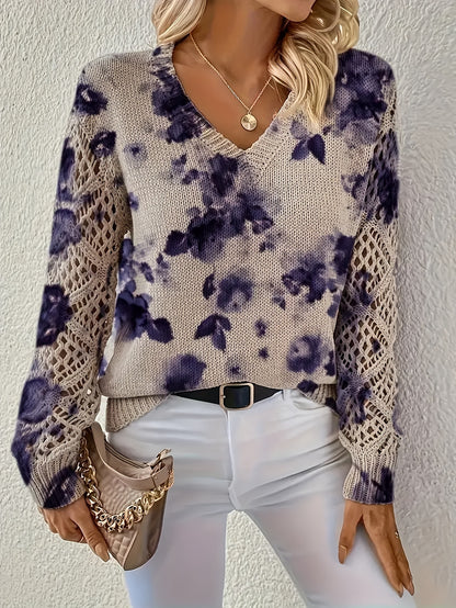 Textured Knit Long Sleeve Pullover For Spring And Autumn Regular Fit