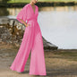 Wireless Jumpsuit with Deep V-Neck and High Waist for Women