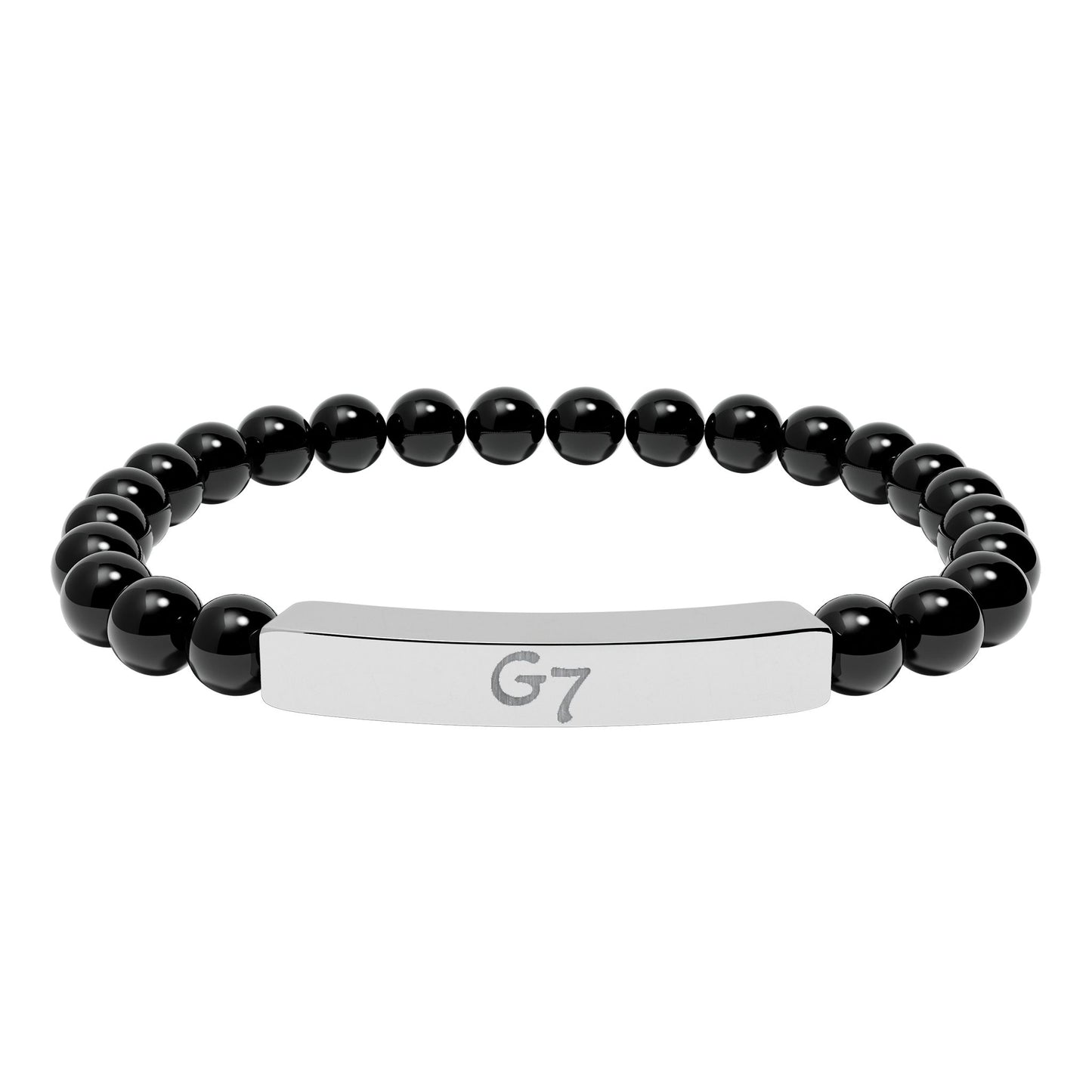 Unisex Engraved G7 Group Natural Stone Bar Bracelet -Wealth Good Fortune, Health, Love, Success and Happiness!