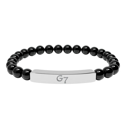 Unisex Engraved G7 Group Natural Stone Bar Bracelet -Wealth Good Fortune, Health, Love, Success and Happiness!