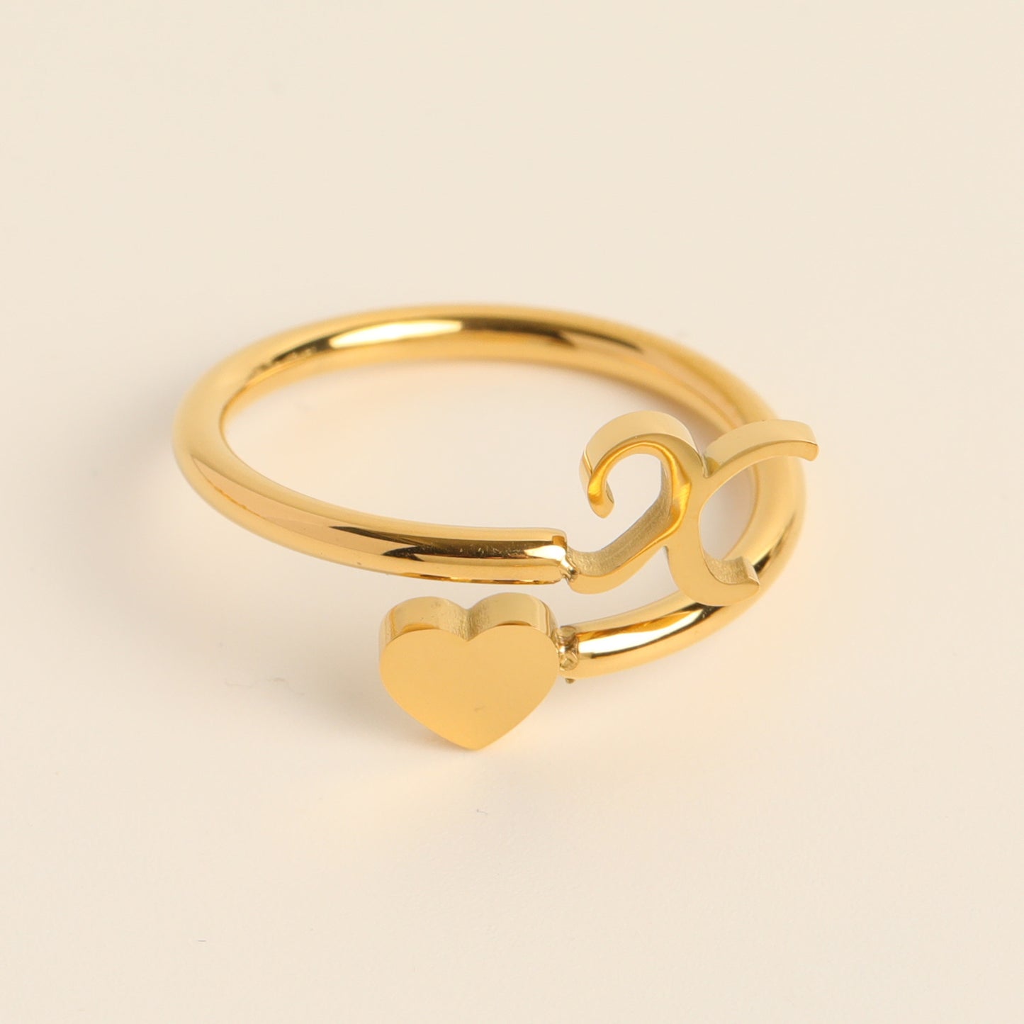 Durable Stainless Steel Ring with 18K Gold Plating and Initials
