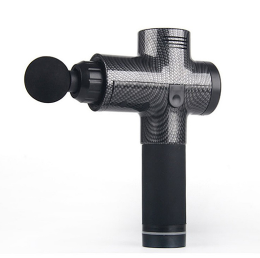 Massage gun cordless deep tissue recovery device with digital display and carbon fiber pattern