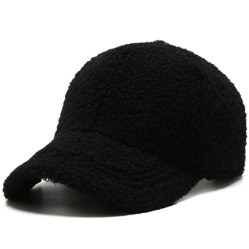 Warm Baseball Cap With Dense Lambswool Knit For Winter Wardrobe And Wind Blocking