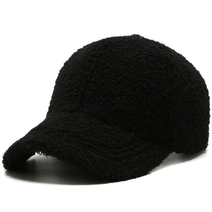 Warm Baseball Cap With Dense Lambswool Knit For Winter Wardrobe And Wind Blocking