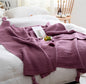 Nordic Fringed Knit Throw with Textured Acrylic Soft Draping for Sofa