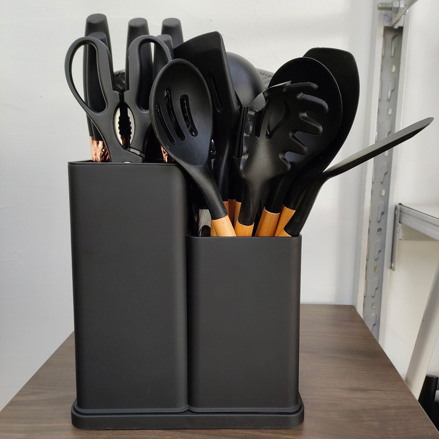 Ergonomic Stainless Steel Cookware Set with Wood and Silicone Handles