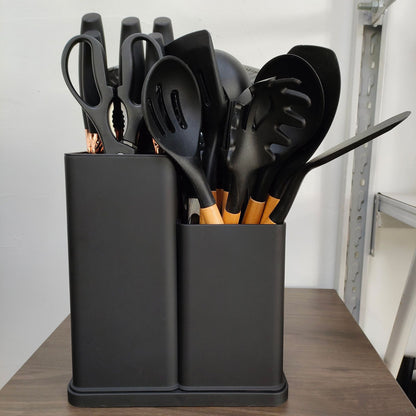 Ergonomic Stainless Steel Cookware Set with Wood and Silicone Handles