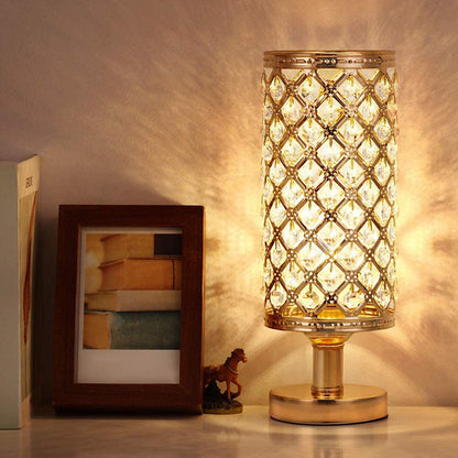 Radiant Table Lamp With Hollow Carved Shade And Rustproof Metal Base For Living Room And Bedroom