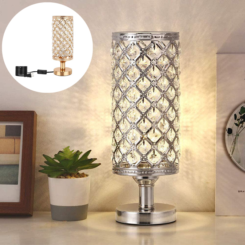 Radiant Table Lamp With Hollow Carved Shade And Rustproof Metal Base For Living Room And Bedroom