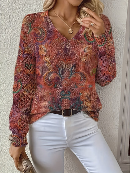 Textured Knit Long Sleeve Pullover For Spring And Autumn Regular Fit
