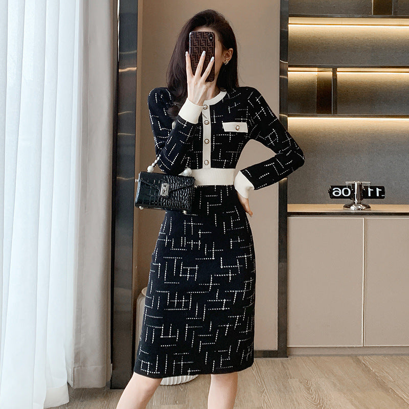 Womens Knit Dress with Jacquard Pattern for All Day Wear