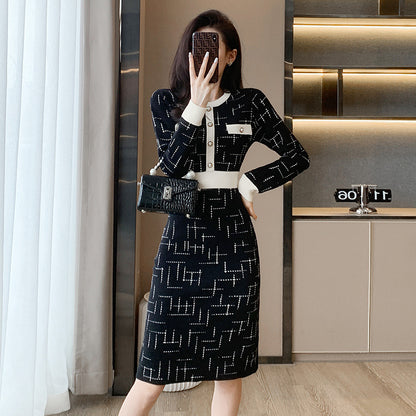 Womens Knit Dress with Jacquard Pattern for All Day Wear