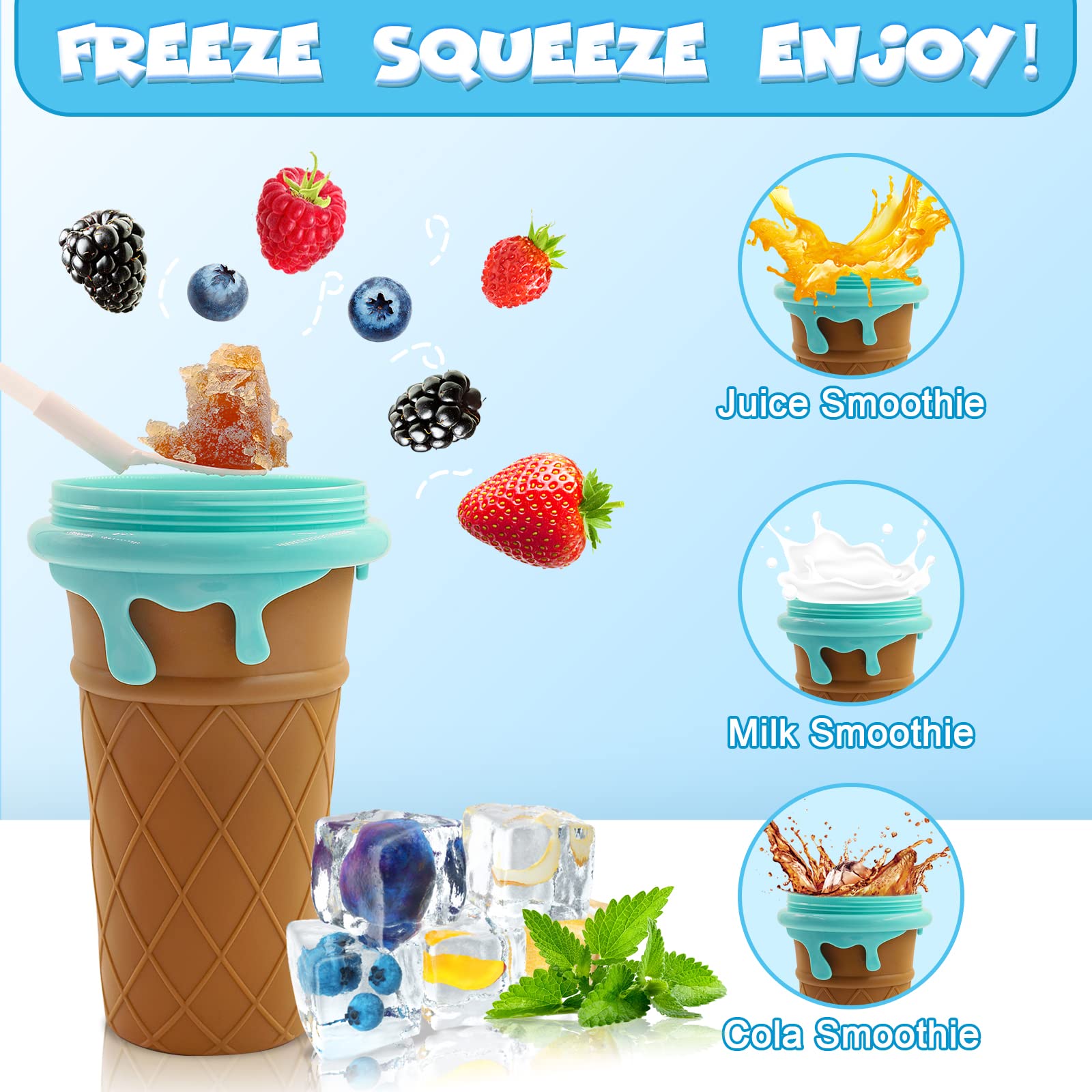 500ml Slushy Cup Squeeze Bottle Food-Grade For Quick Frozen Smoothies, Reusable - Merch Gone Viral