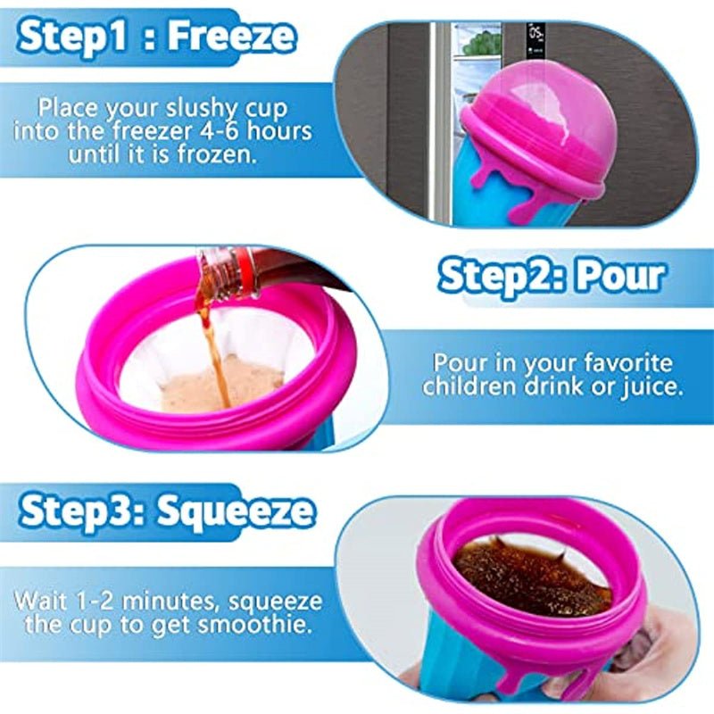 500ml Slushy Cup Squeeze Bottle Food-Grade For Quick Frozen Smoothies, Reusable - Merch Gone Viral
