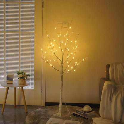 Plastic LED Christmas Scene Lights Birch Silhouette with 120 Cm Length and 64 LEDs and Bendable Design and 4.5V Power