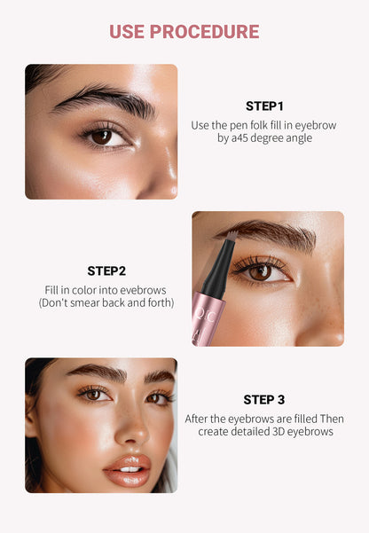 Waterproof Eyebrow Pencil with Four Fork Tip for Precise Natural Brow Shape and Long Wear