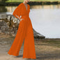 Wireless Jumpsuit with Deep V-Neck and High Waist for Women