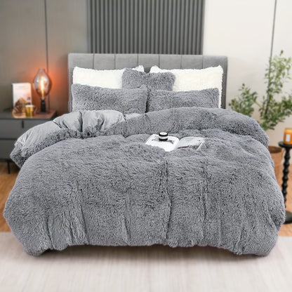 4PCs Plush Duvet Cover Set Luxury Ultra Soft Velvet Duvet