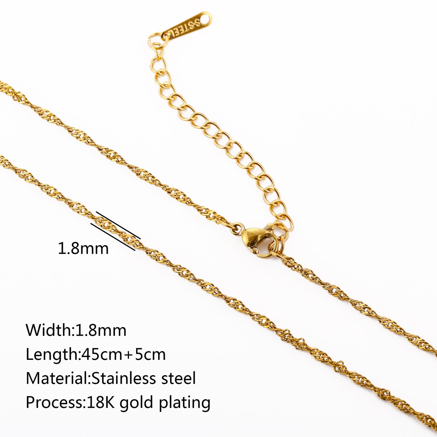 Durable Lip Chain Necklace with 18K Gold Color Vacuum Plating