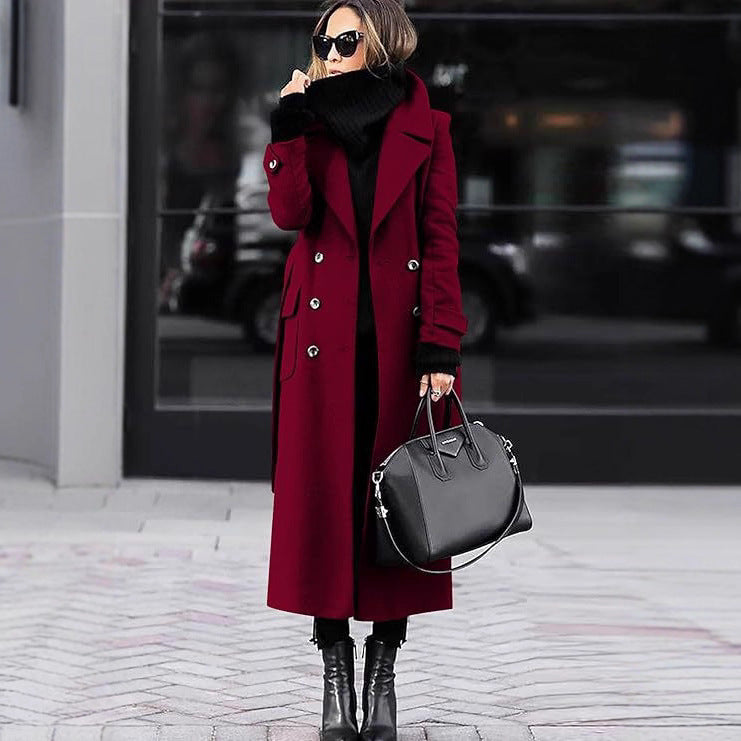 Women's Elegant Long Coat Extended Length for Winter Warmth with Thermal Lining