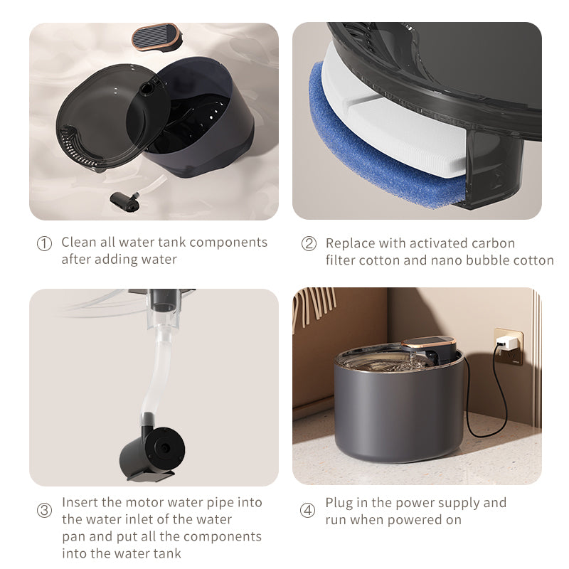 Automatic Pet Water Fountain with USB Quiet Pump for Cats and Dogs
