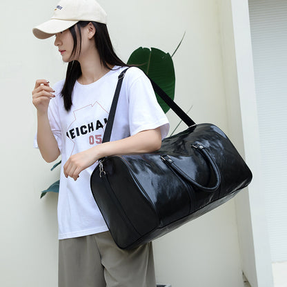 Polyurethane Leather Gym Bag with Soft Touch Finish and Structured Silhouette for Workouts and Travel