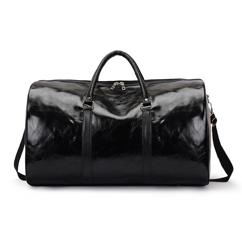 Polyurethane Leather Gym Bag with Soft Touch Finish and Structured Silhouette for Workouts and Travel