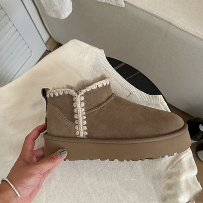 New 2026 Sheep Fur Suede Integrated Wool Ankle Boots