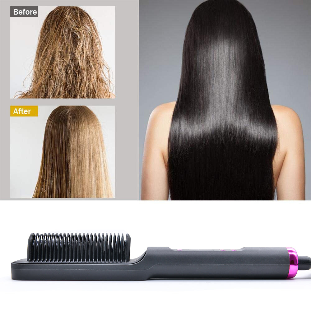 Wireless Hair Straightening And Curling Comb Tourmaline Ceramic Heating