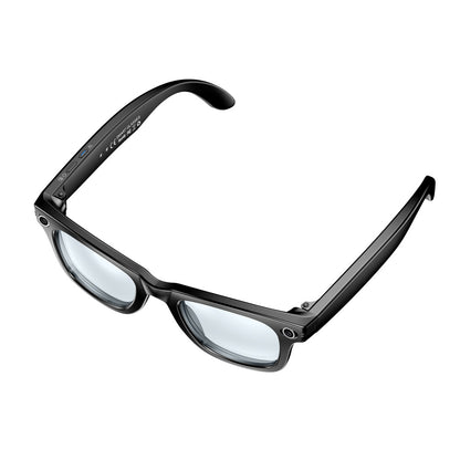 Black plastic smart wearables with built-in camera and AI translation for clear vision during travel and daily use.