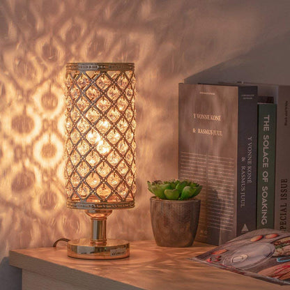 Radiant Table Lamp With Hollow Carved Shade And Rustproof Metal Base For Living Room And Bedroom