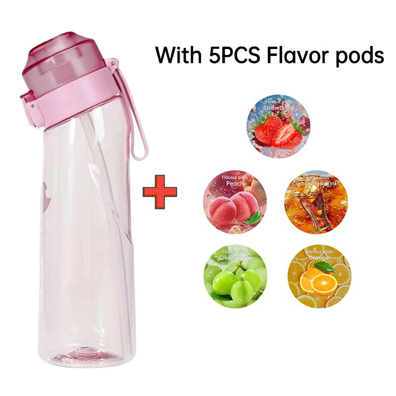 650ml Flavored Gradient Water Bottle Premium Gradient Collection With Five Flavor Pods And Straw - merch gone viral.