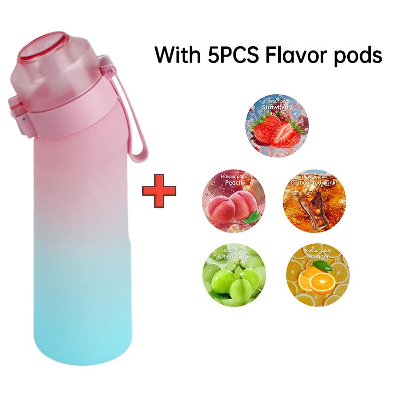 650ml Flavored Gradient Water Bottle Premium Gradient Collection With Five Flavor Pods And Straw - merch gone viral.